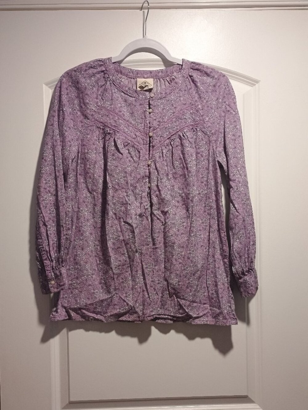 Lilac Floral Print Long Sleeve Blouse
